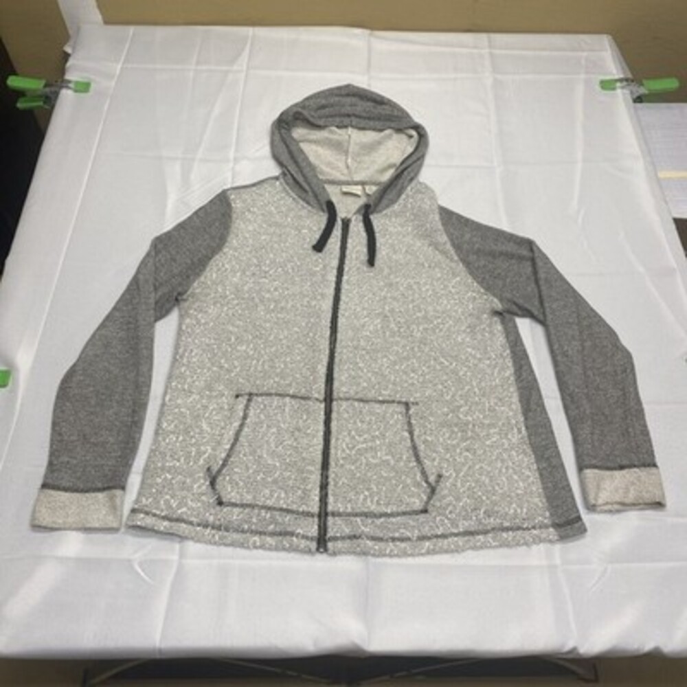 Zenergy by Chico's Women's Sequin Front Zip-Up Hooded Jacket Gray Size 2